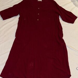 Boho: Long Sleeve Burgundy Dress.